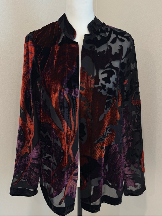 Chico's Sweaters - Chico’s Velvet Burnout Open Front Cardigan Kimono Size 2 Large/12